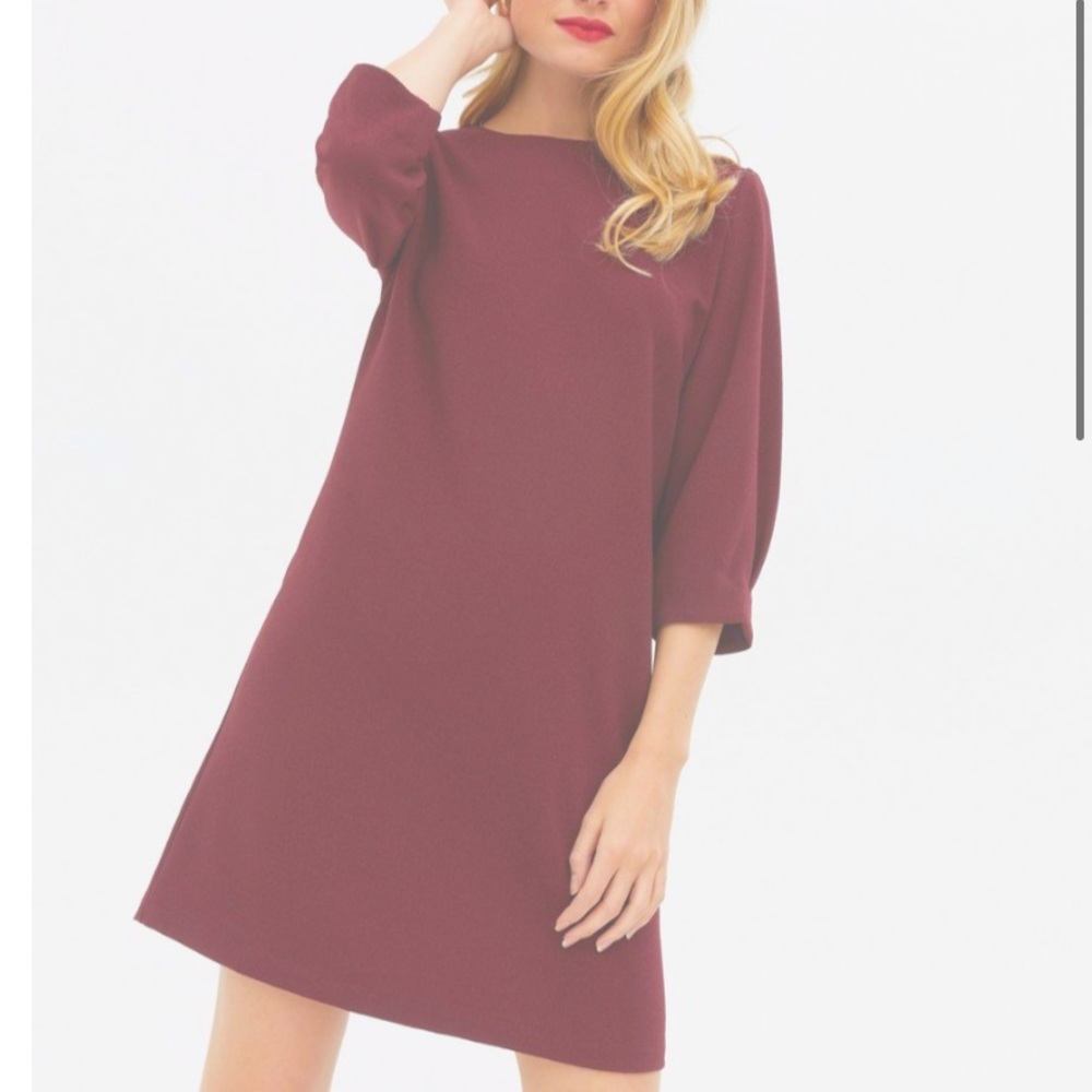 American Apparel Burgundy 3/4 Sleeve Mini Tunic Dress